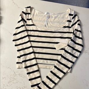 Altar'd State Black and White Fitted Crop Blouse